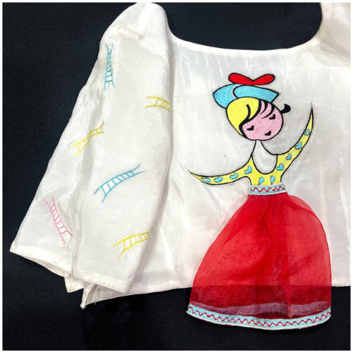 Handcrafted Ballerina Art Blouse – Elegant Fusion Wear