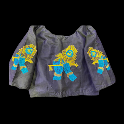 Handcrafted Krishna Flute Embroidered Blouse