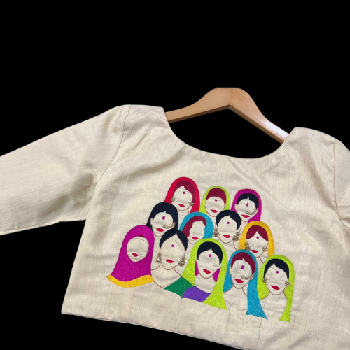 Handcrafted Women Unity Embroidered Blouse – Elegant Off-White
