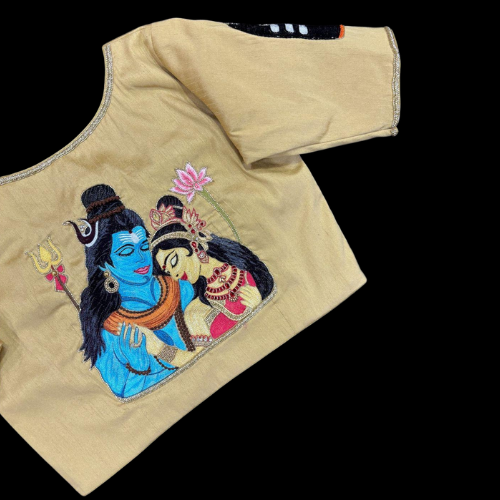 Handcrafted Shiv Parvati Embroidered Blouse