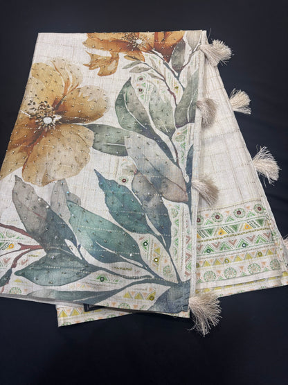 Art Tussar with Hand embroidery