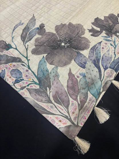 Art Tussar with Hand embroidery