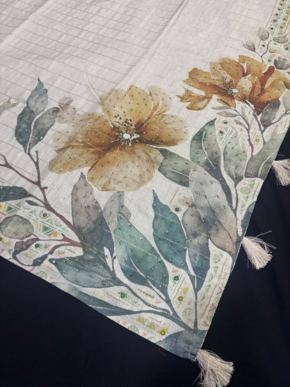 Art Tussar with Hand embroidery